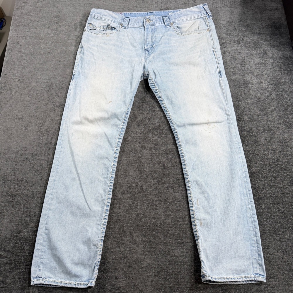 True‎ Religion Ricky Relaxed Straight Light Wash Blue Denim Jeans Mens Size 42
